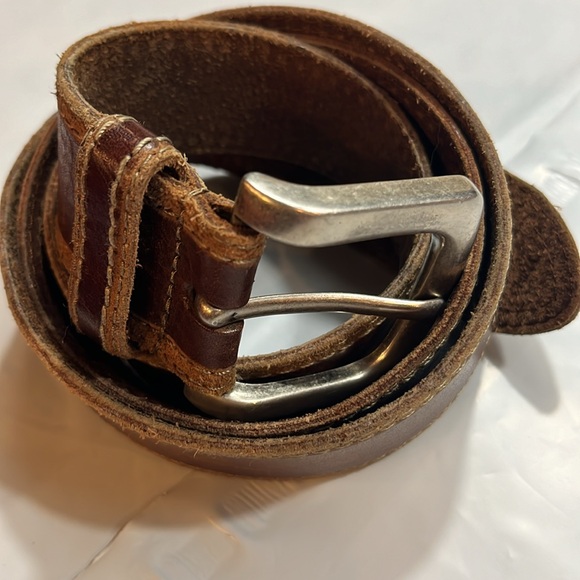 REI brown leather tan edges BELT Leather Belt REI-M7 35-39”waist 1.5”wide mens - Picture 13 of 13